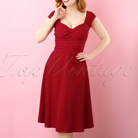 Bettie Page Dresses & Skirts - Bettie Page Red Riviera Pinup Swing Dress